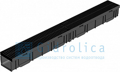 Комплект Gidrolica Light: лоток водоотводный ЛВ -10.11,5.9,5 - пластиковый с решеткой РВ- 10.11.50 пластиковой щелевой